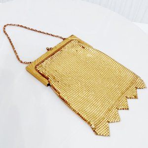 Vintage Whiting & Davis Gold Mesh Flapper Evening Bag Purse Prom Gala Gatsby